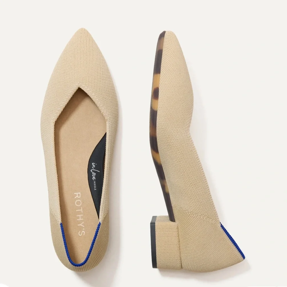 Rothy’s The High Point Sandstone Knit Pointed Toe Flats Women’s Size 10.5 - Picture 2 of 9